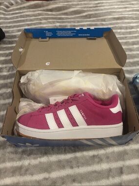 adidas Pink Suede Campus Low-Top Sneakers with White Stripes